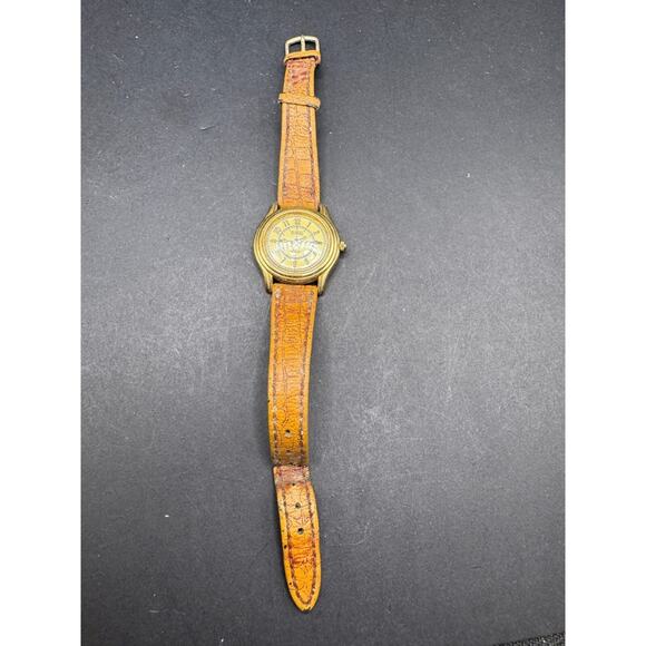 Vintage Fossil Collection Quartz Retro-Age Watch Gold Tone Brown Leather Strap main image 10